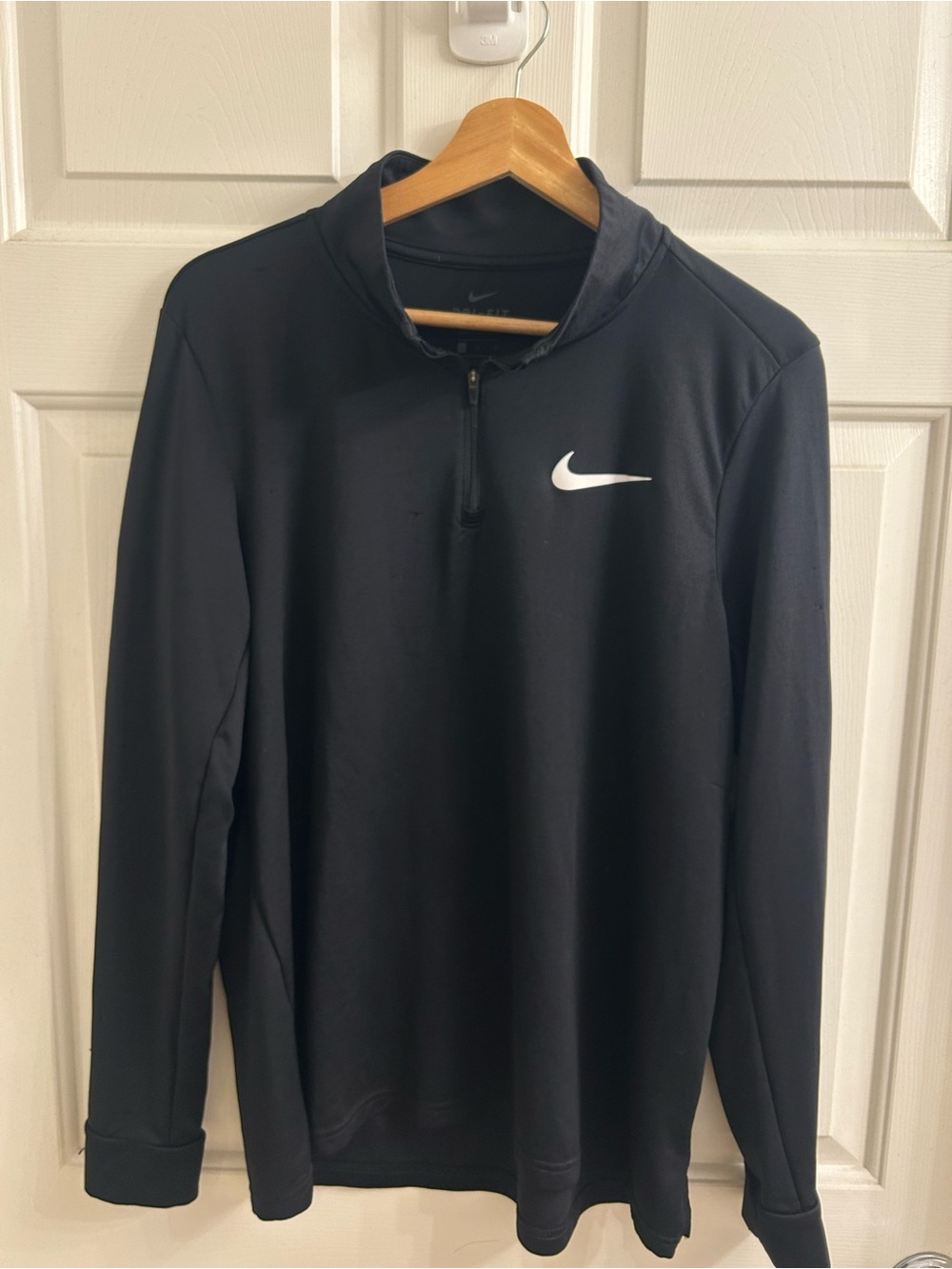 Nike Black Long-Sleeve Half-Zip Pullover with White Swoosh